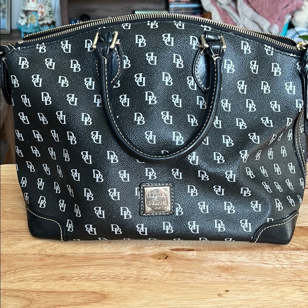 Dooney & Bourke Black and White Monogram Satchel